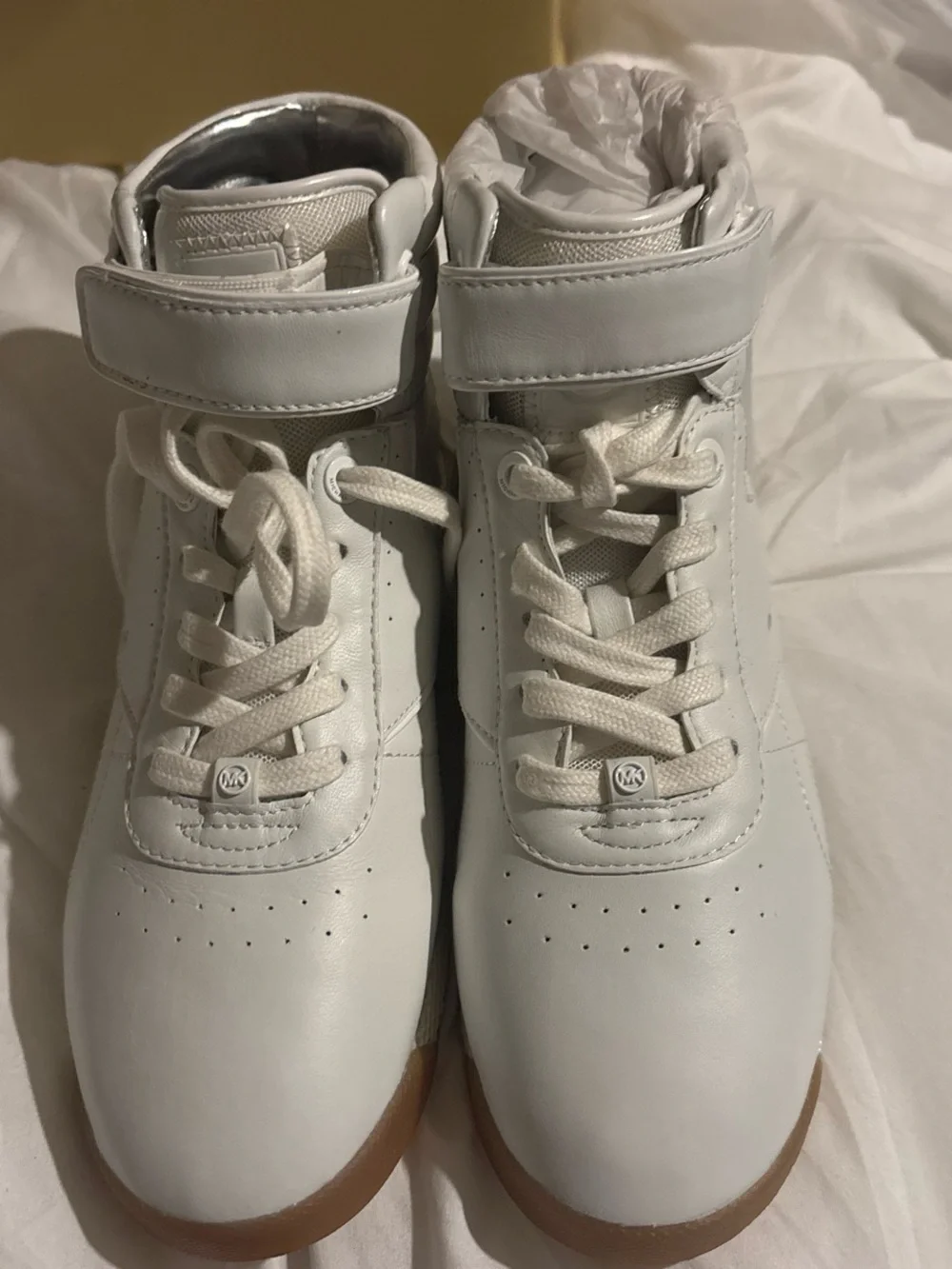 Michael Kors White High-Top Sneakers with Gum Sole